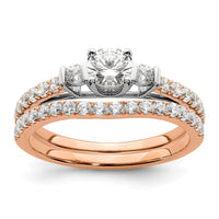 14k Rose Gold 3/4ct Lab Grown Diamond VS/SI+ G+ Comp Petite Eng Ring
