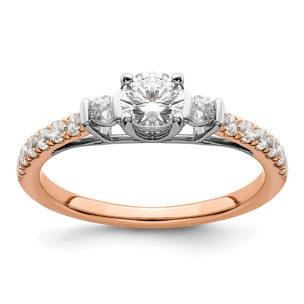 14k Rose Gold 3/4ct Lab Grown Diamond VS/SI+ G+ Comp Petite Eng Ring