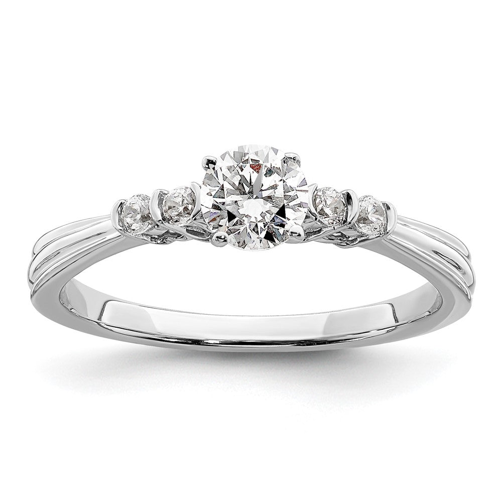 10k White Gold 1/2ct Lab Grown Diamond VS/SI+ G+ Comp Petite Eng Ring