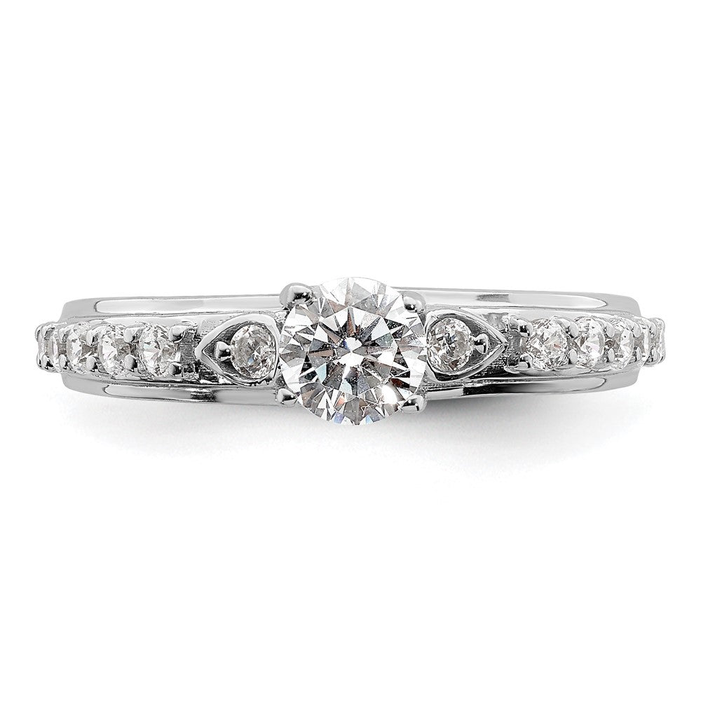 10k White Gold 3/4ct Lab Grown Diamond VS/SI+ G+ Comp Petite Eng Ring