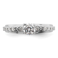 10k White Gold 3/4ct Lab Grown Diamond VS/SI+ G+ Comp Petite Eng Ring