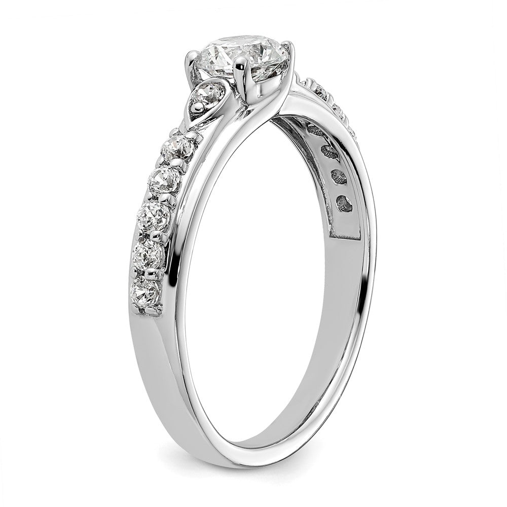 10k White Gold 3/4ct Lab Grown Diamond VS/SI+ G+ Comp Petite Eng Ring