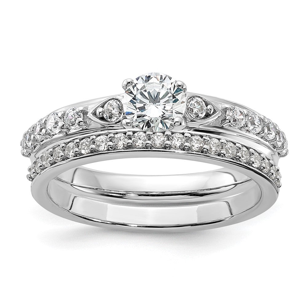 10k White Gold 3/4ct Lab Grown Diamond VS/SI+ G+ Comp Petite Eng Ring