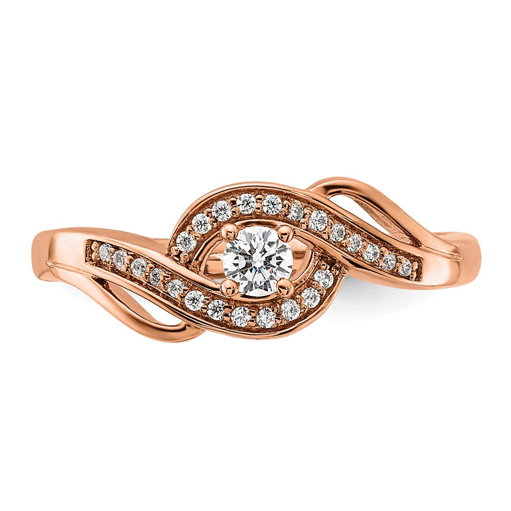 14k Rose Gold 1/5ct Lab Grown Diamond VS/SI+ G+ Comp Petite Eng Ring