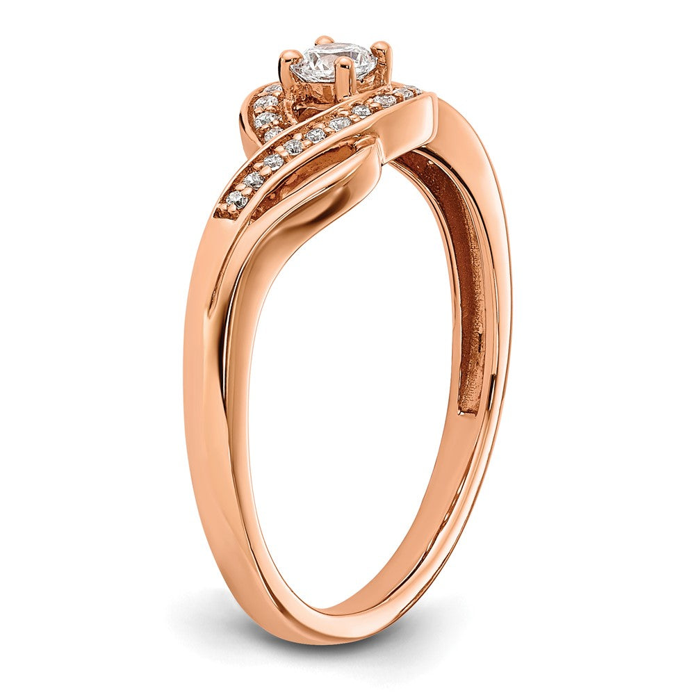14k Rose Gold 1/5ct Lab Grown Diamond VS/SI+ G+ Comp Petite Eng Ring