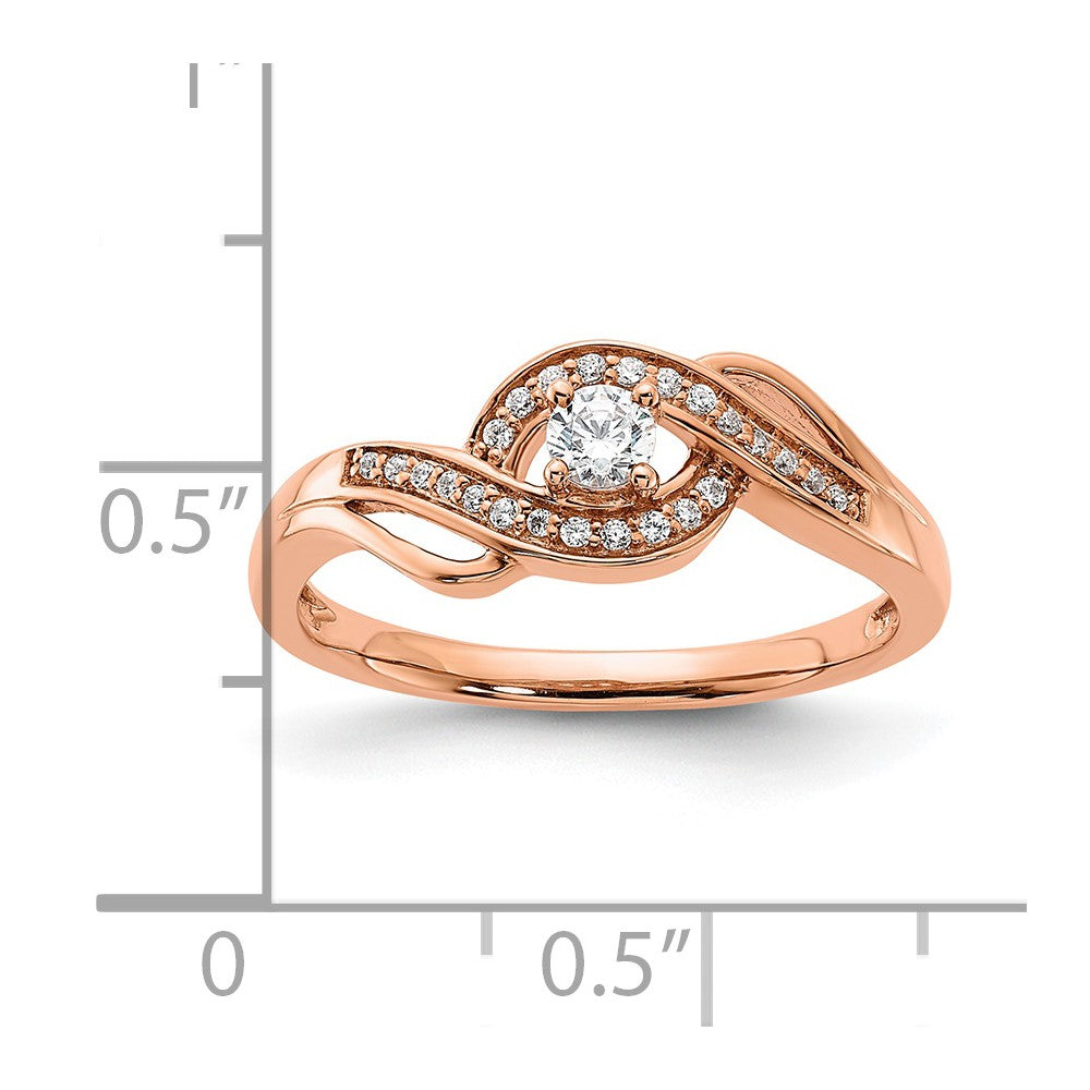 14k Rose Gold 1/5ct Lab Grown Diamond VS/SI+ G+ Comp Petite Eng Ring