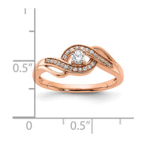 14k Rose Gold 1/5ct Lab Grown Diamond VS/SI+ G+ Comp Petite Eng Ring