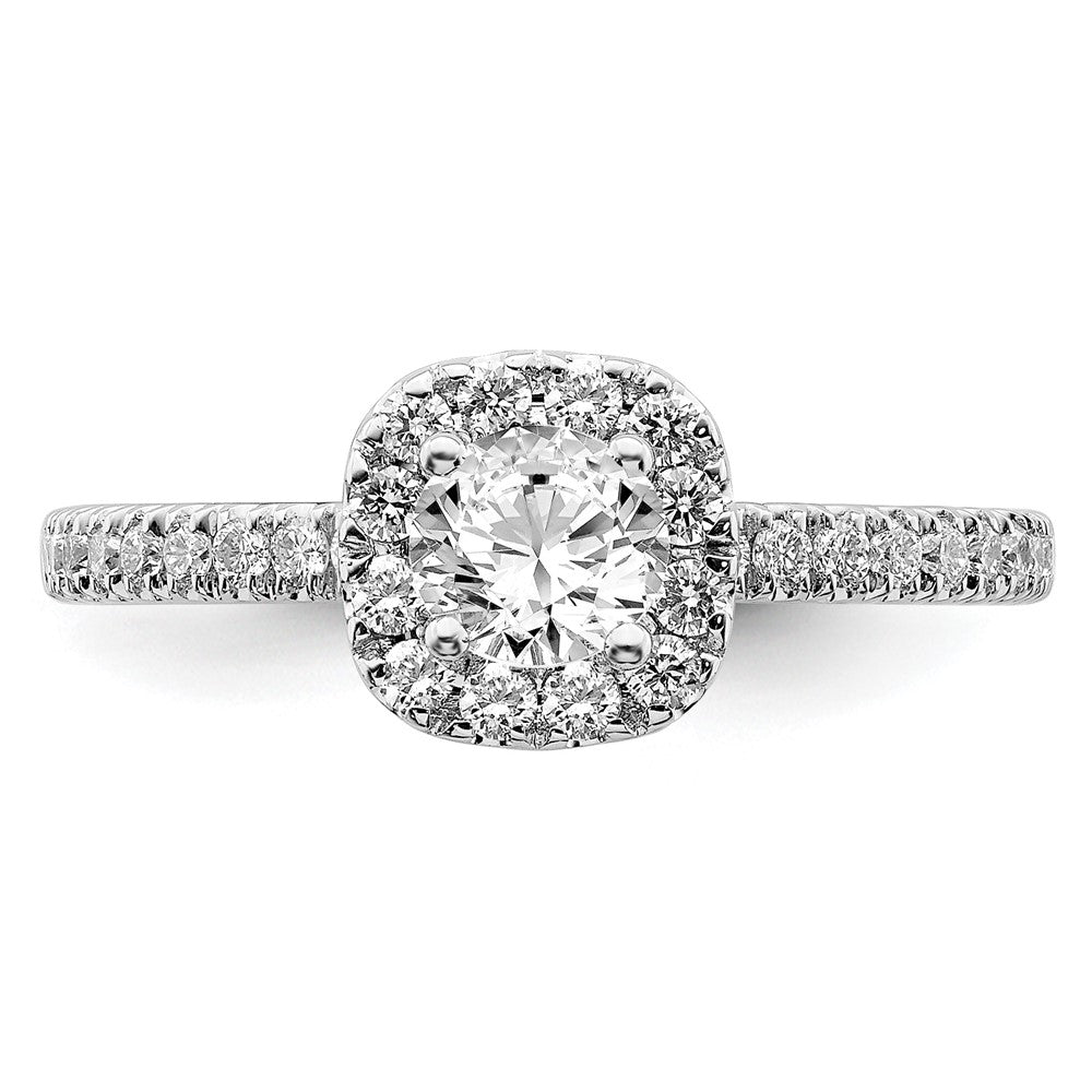 14kw 3/4ct Lab Grown Diamond VS/SI+ G+ Complete Round Halo Eng Ring