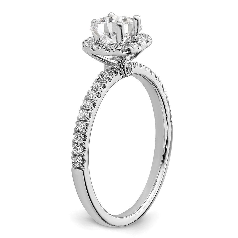 14kw 3/4ct Lab Grown Diamond VS/SI+ G+ Complete Round Halo Eng Ring