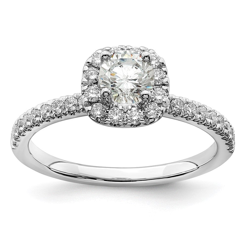 14kw 3/4ct Lab Grown Diamond VS/SI+ G+ Complete Round Halo Eng Ring
