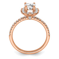 14kr 1ct Lab Grown Diamond VS/SI+ G+ Complete Round Halo Eng Ring