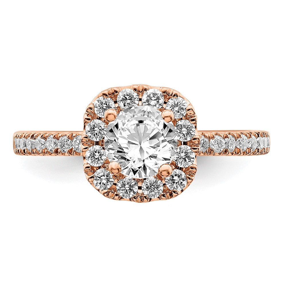 14kr 1ct Lab Grown Diamond VS/SI+ G+ Complete Round Halo Eng Ring