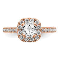 14kr 1ct Lab Grown Diamond VS/SI+ G+ Complete Round Halo Eng Ring