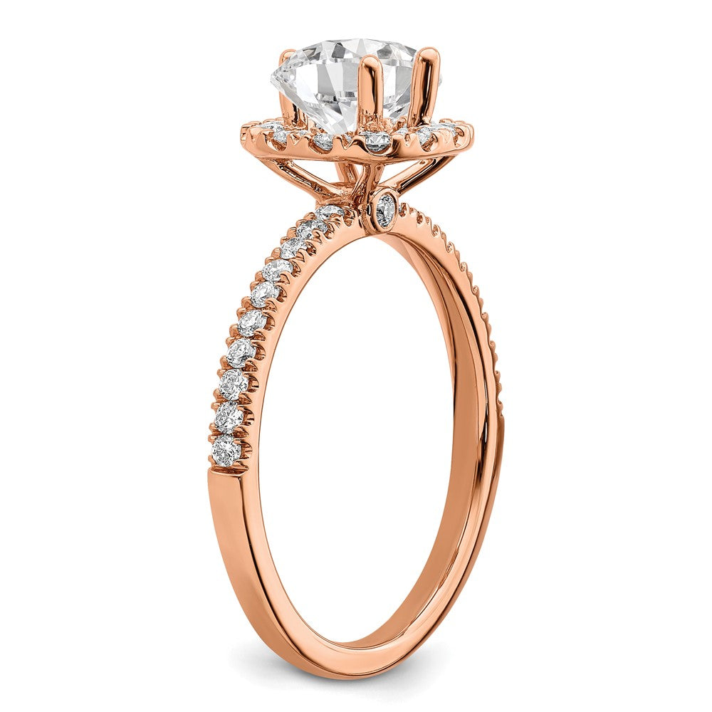 14kr 1ct Lab Grown Diamond VS/SI+ G+ Complete Round Halo Eng Ring