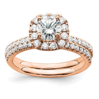 14kr 1ct Lab Grown Diamond VS/SI+ G+ Complete Round Halo Eng Ring