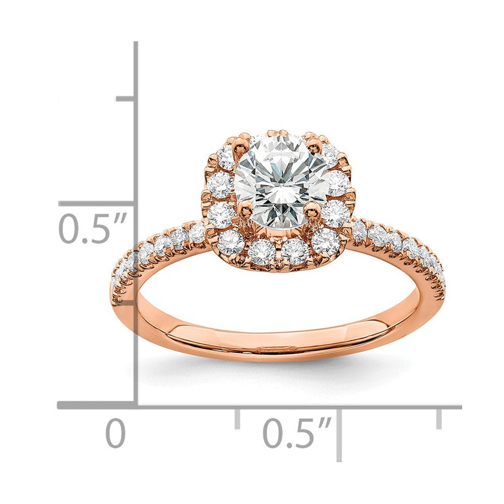 14kr 1ct Lab Grown Diamond VS/SI+ G+ Complete Round Halo Eng Ring