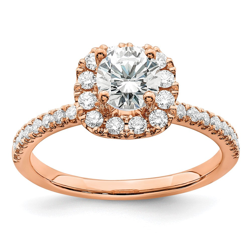 14kr 1ct Lab Grown Diamond VS/SI+ G+ Complete Round Halo Eng Ring