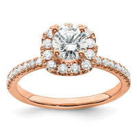 14kr 1ct Lab Grown Diamond VS/SI+ G+ Complete Round Halo Eng Ring