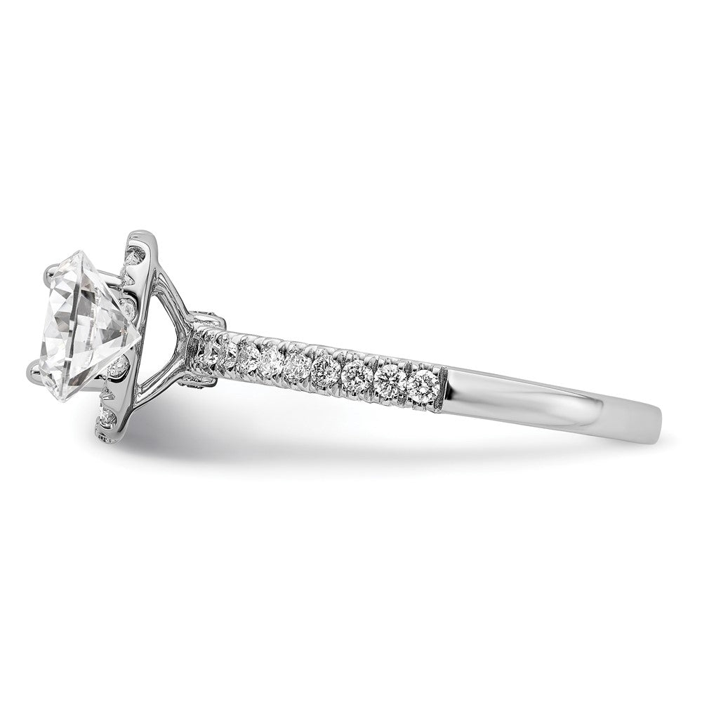 14kw 1ct Lab Grown Diamond VS/SI+ G+ Complete Round Halo Eng Ring