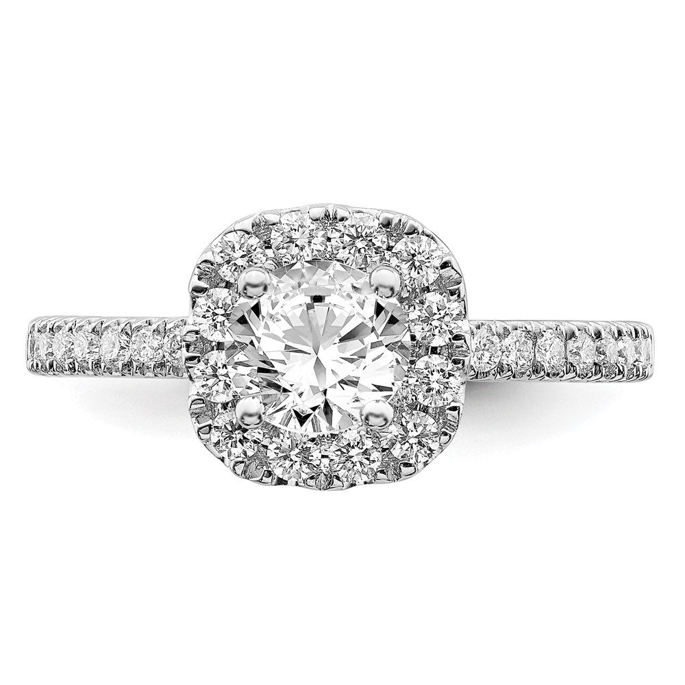 14kw 1ct Lab Grown Diamond VS/SI+ G+ Complete Round Halo Eng Ring