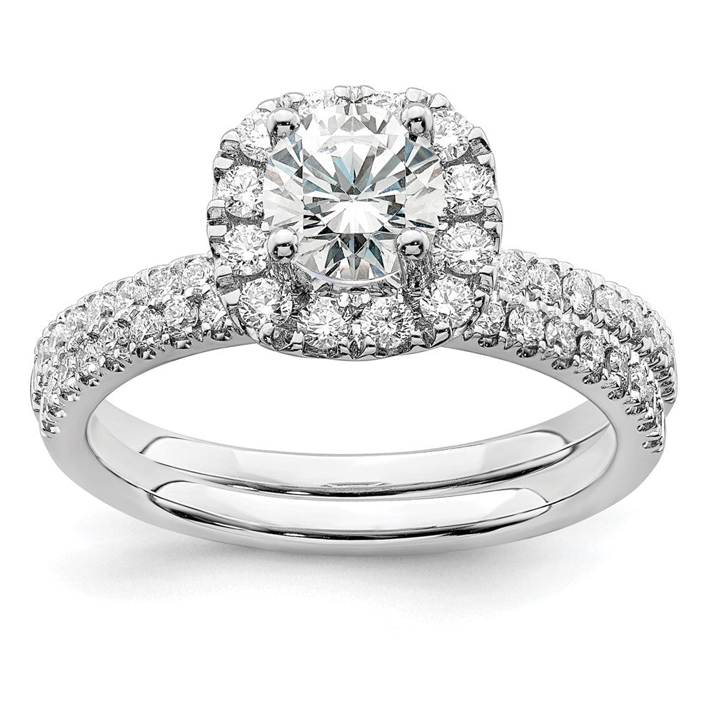 14kw 1ct Lab Grown Diamond VS/SI+ G+ Complete Round Halo Eng Ring
