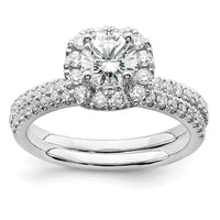 14kw 1ct Lab Grown Diamond VS/SI+ G+ Complete Round Halo Eng Ring