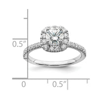 14kw 1ct Lab Grown Diamond VS/SI+ G+ Complete Round Halo Eng Ring