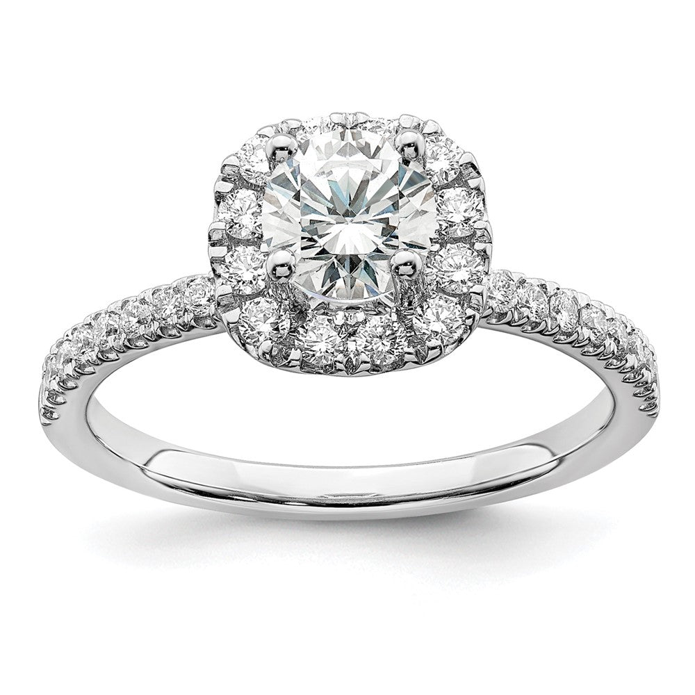 14kw 1ct Lab Grown Diamond VS/SI+ G+ Complete Round Halo Eng Ring