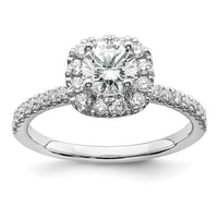 14kw 1ct Lab Grown Diamond VS/SI+ G+ Complete Round Halo Eng Ring