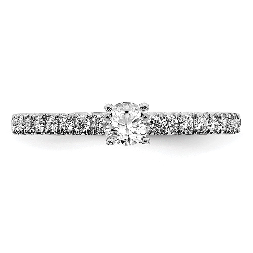 14k White Gold 1/2 ct Lab Grown Diamond VS/SI+ G+ Complete Round Eng Ring