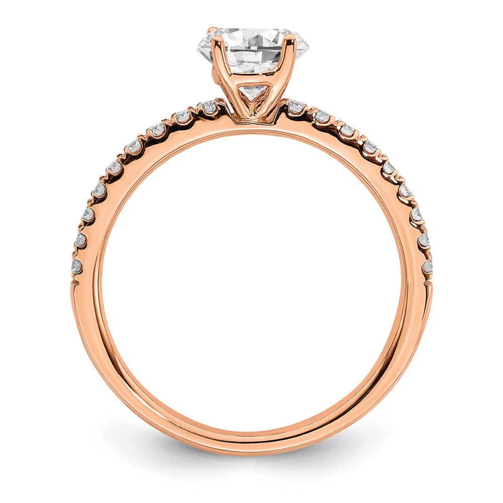 14k Rose Gold 3/4 ct Lab Grown Diamond VS/SI+ G+ Semi Round Eng Ring