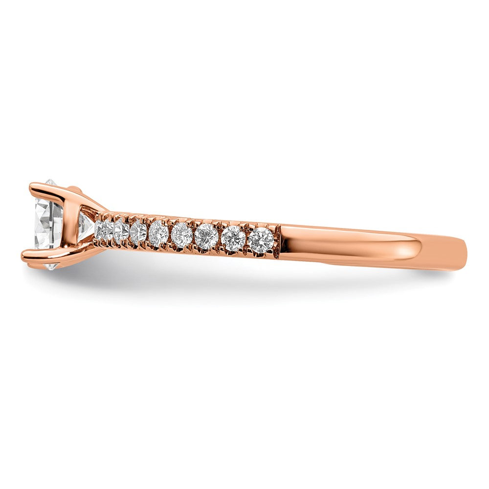 14k Rose Gold 3/4 ct Lab Grown Diamond VS/SI+ G+ Semi Round Eng Ring