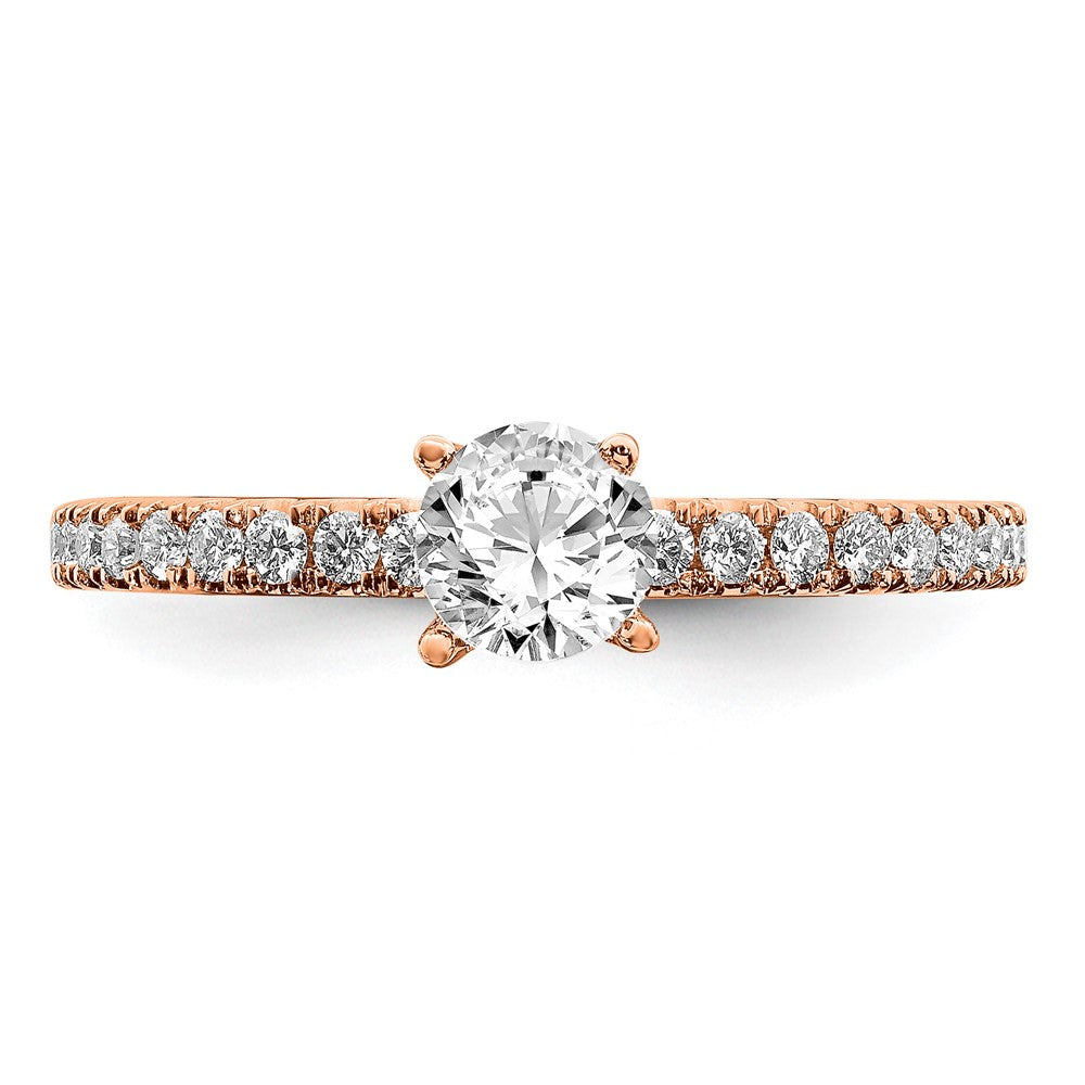 14k Rose Gold 3/4 ct Lab Grown Diamond VS/SI+ G+ Semi Round Eng Ring