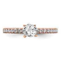 14k Rose Gold 3/4 ct Lab Grown Diamond VS/SI+ G+ Semi Round Eng Ring