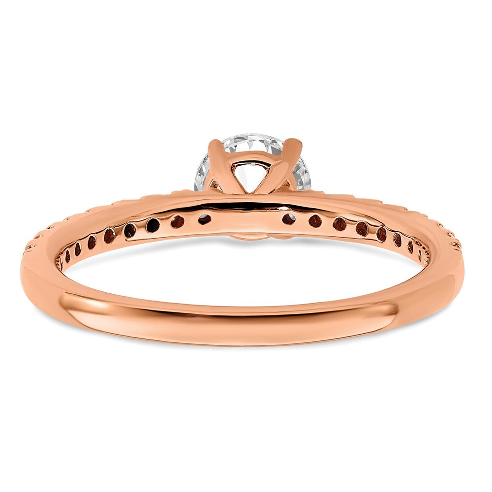 14k Rose Gold 3/4 ct Lab Grown Diamond VS/SI+ G+ Semi Round Eng Ring