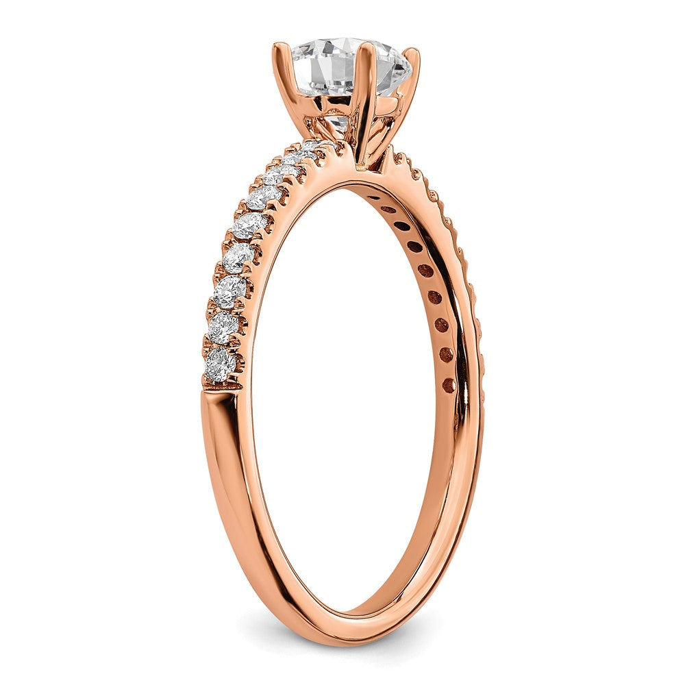 14k Rose Gold 3/4 ct Lab Grown Diamond VS/SI+ G+ Semi Round Eng Ring