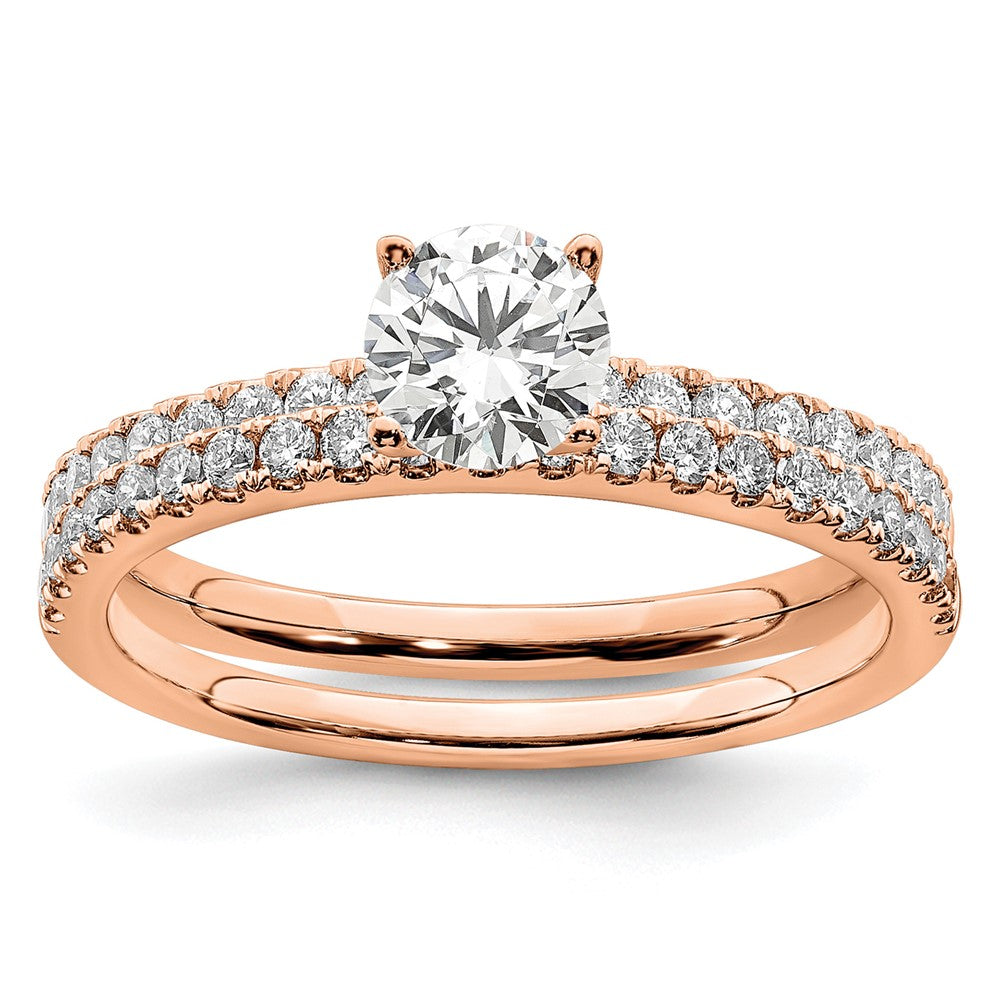 14k Rose Gold 3/4 ct Lab Grown Diamond VS/SI+ G+ Semi Round Eng Ring