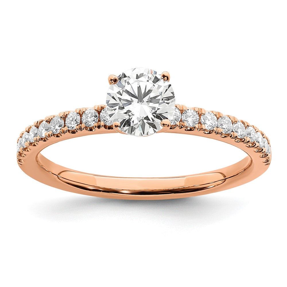 14k Rose Gold 3/4 ct Lab Grown Diamond VS/SI+ G+ Semi Round Eng Ring