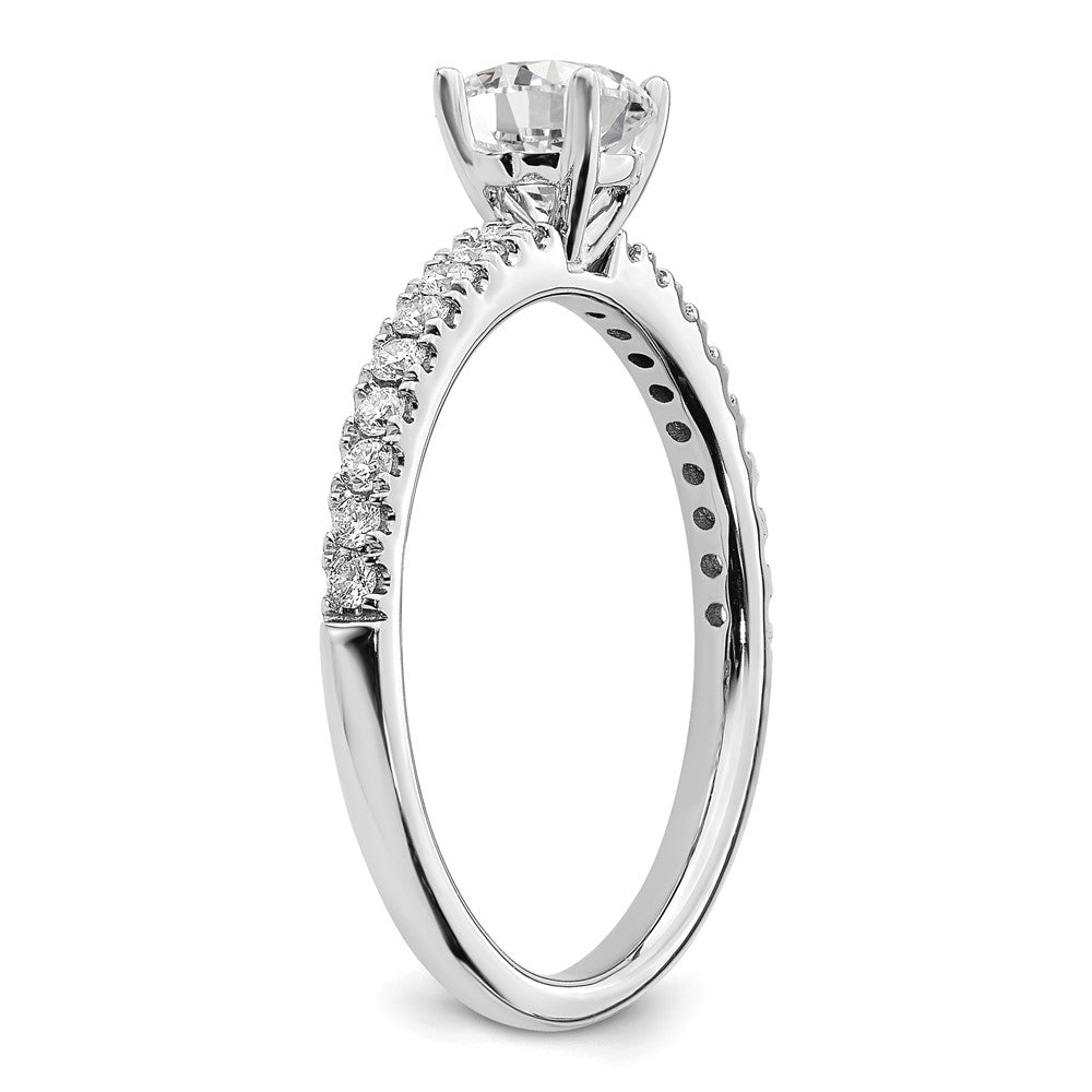 14k White Gold 3/4 ct Lab Grown Diamond VS/SI+ G+ Semi Round Eng Ring