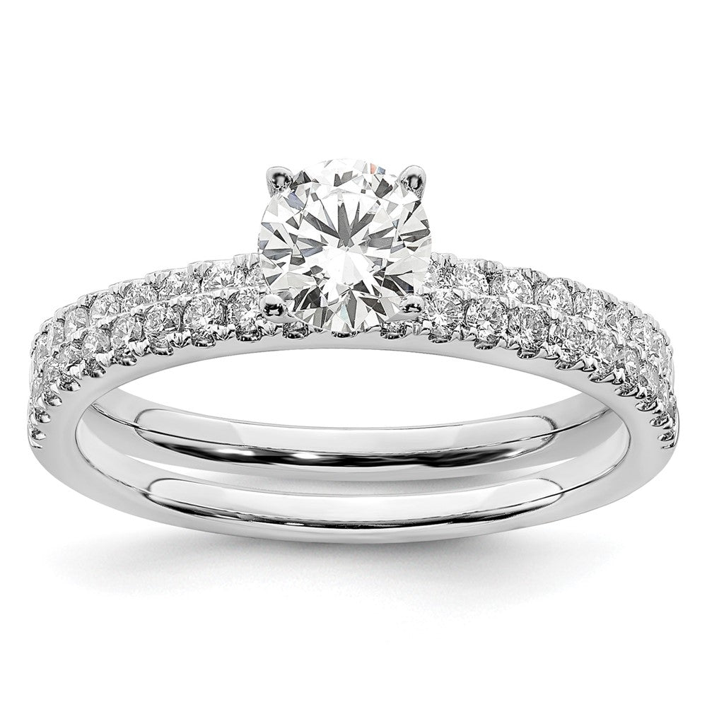 14k White Gold 3/4 ct Lab Grown Diamond VS/SI+ G+ Complete Round Eng Ring