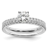 14k White Gold 3/4 ct Lab Grown Diamond VS/SI+ G+ Complete Round Eng Ring