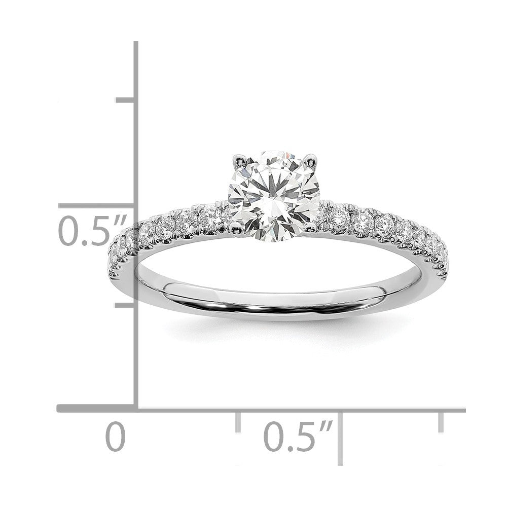 14k White Gold 3/4 ct Lab Grown Diamond VS/SI+ G+ Semi Round Eng Ring