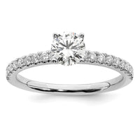 14k White Gold 3/4 ct Lab Grown Diamond VS/SI+ G+ Complete Round Eng Ring