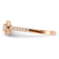 14k Rose Gold 1/2ct Lab Grown Dia VS/SI+ G+ Round Comp Halo Eng Ring