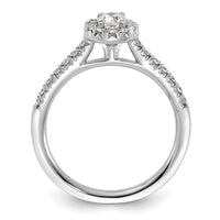 14k White Gold 1/2ct Lab Grown Dia VS/SI+ G+ Round Comp Halo Eng Ring