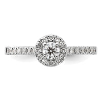 14k White Gold 1/2ct Lab Grown Dia VS/SI+ G+ Round Comp Halo Eng Ring