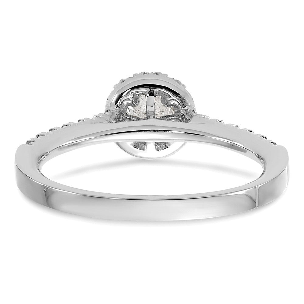 14k White Gold 1/2ct Lab Grown Dia VS/SI+ G+ Round Comp Halo Eng Ring