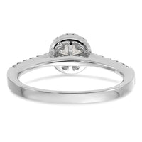 14k White Gold 1/2ct Lab Grown Dia VS/SI+ G+ Round Comp Halo Eng Ring