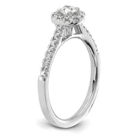 14k White Gold 1/2ct Lab Grown Dia VS/SI+ G+ Round Comp Halo Eng Ring