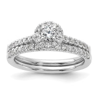 14k White Gold 1/2ct Lab Grown Dia VS/SI+ G+ Round Comp Halo Eng Ring
